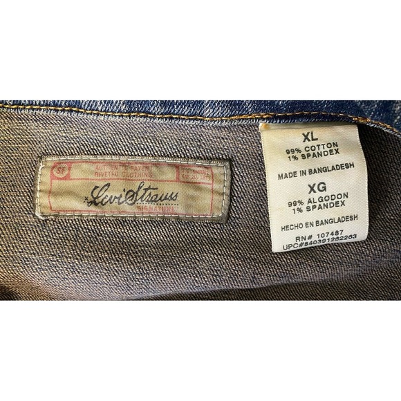 Levi Strauss Denim Blazer Women's XL Button Blue Jean Jacket Distressed Copper - Picture 5 of 10